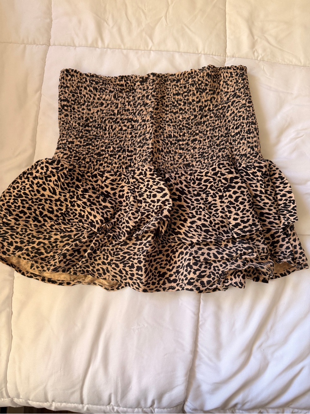 Zara Leopard-Print Mini Skort - Beige & Black
